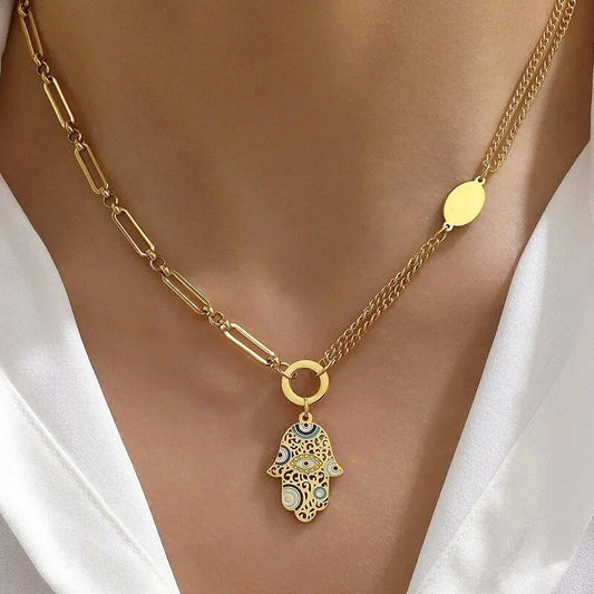 Elegant Hamsa Pendant Necklace