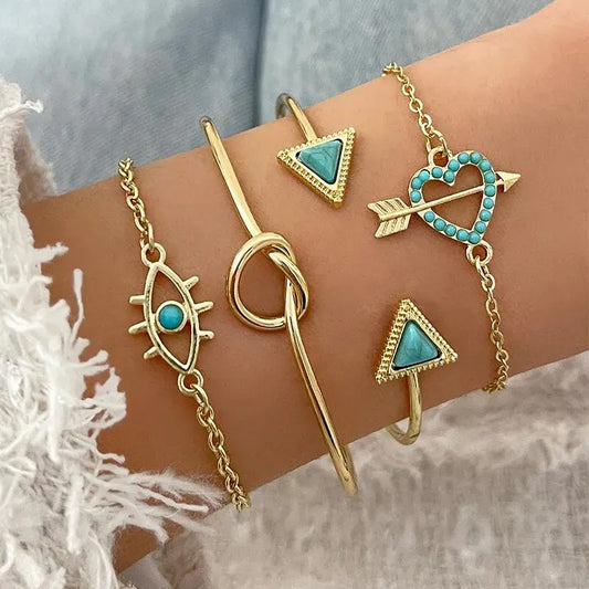 Turquoise Charm Bracelet Set